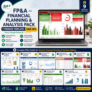 FP&A — Financial Planning & Analysis Pack – 9 Premium Excel, Google Sheets & Power BI Templates (Save 40%)