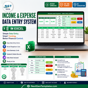 Income and Expense Data Entry System in Excel