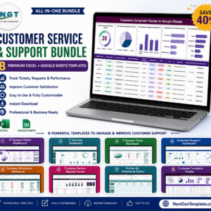 Customer Service & Support Bundle – 8 Premium Excel + Google Sheets Templates (Save 40%)