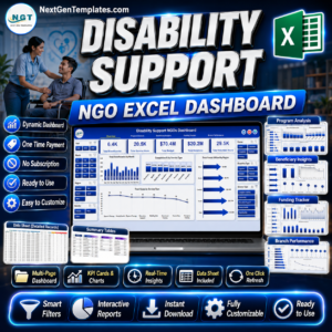 Disability Support NGOs Dashboard in Excel
