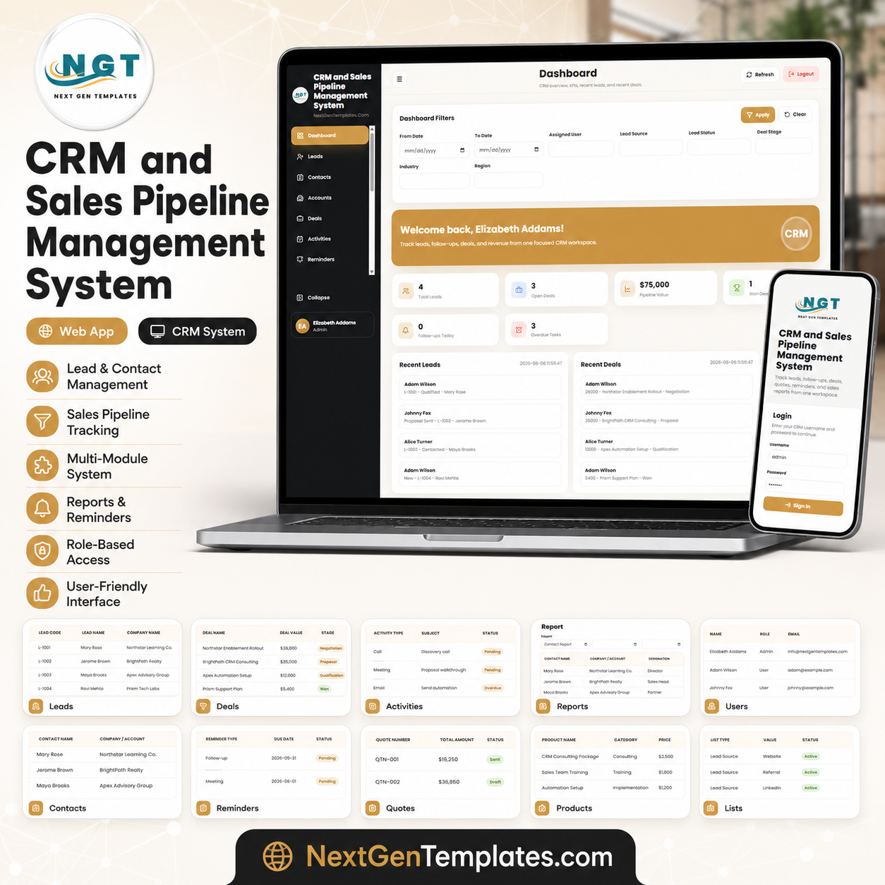 CRM and Sales Pipeline Management System Web App