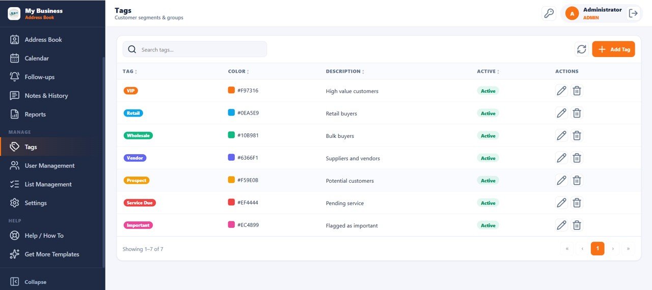 Customer Address Book Web App - Tags