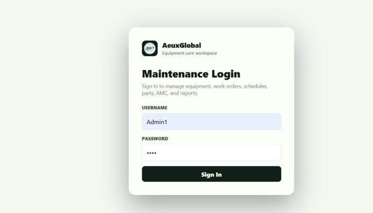 Equipment Maintenance Management System Web App - Next Gen Templates