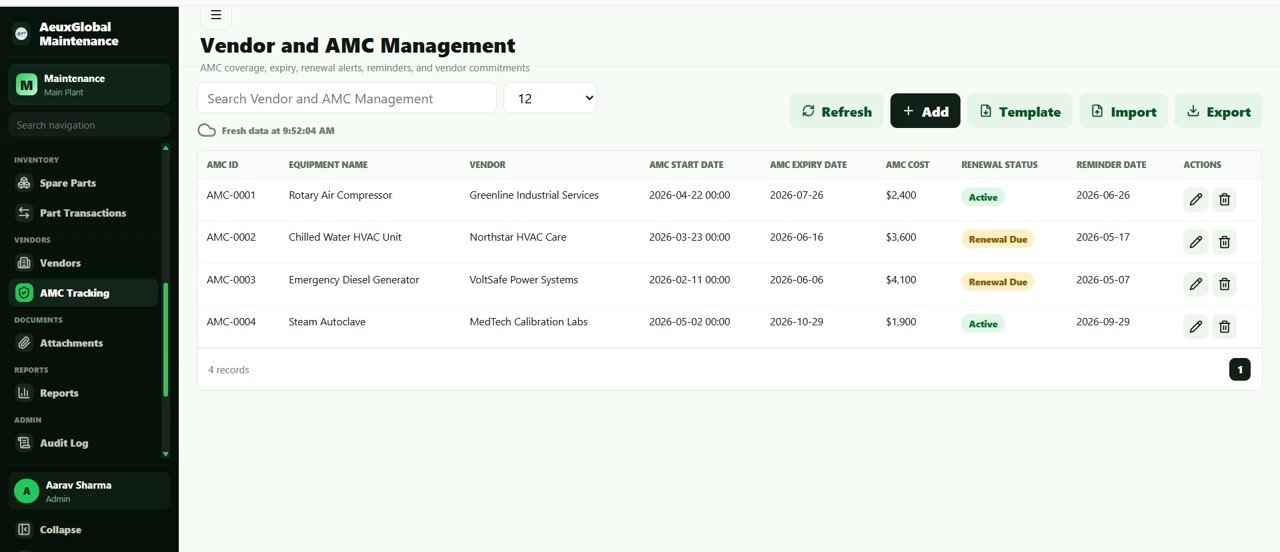 Equipment Maintenance Management System - Vendor and AMC Management