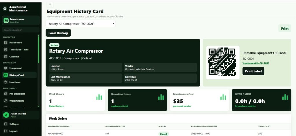 Equipment Maintenance Management System Web App - Next Gen Templates