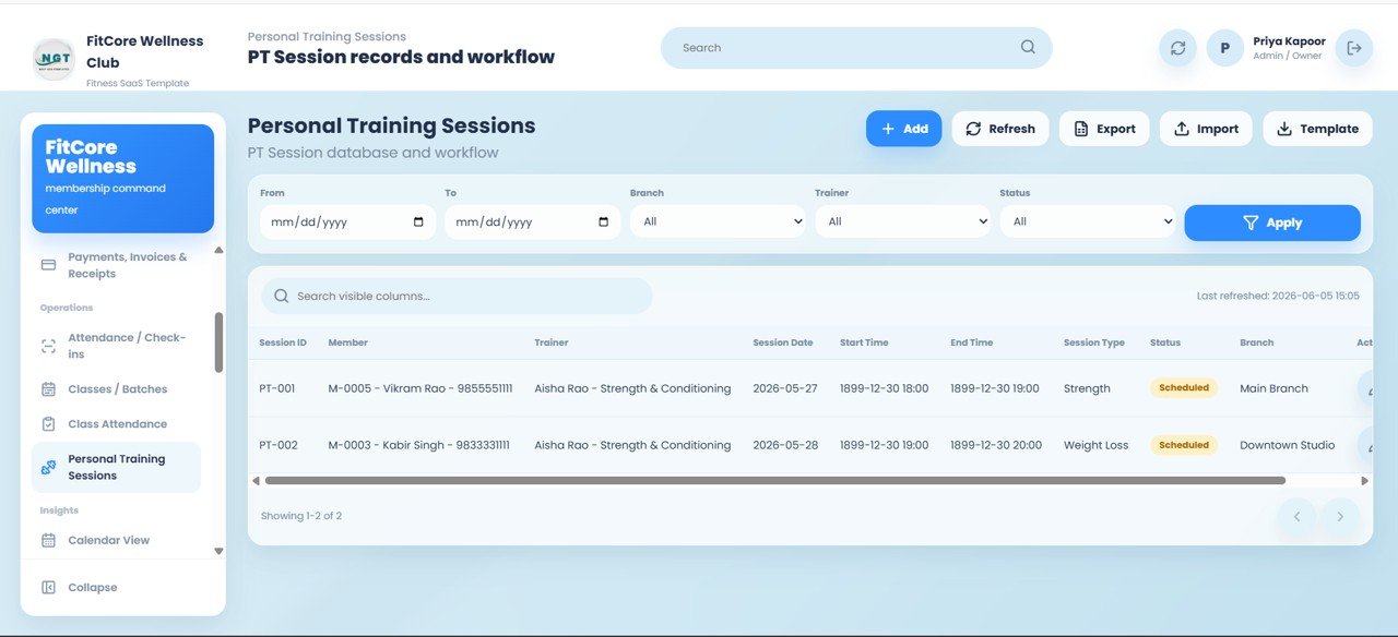 Gym and Fitness Center Membership Management System Web App - Personal Training Sessions