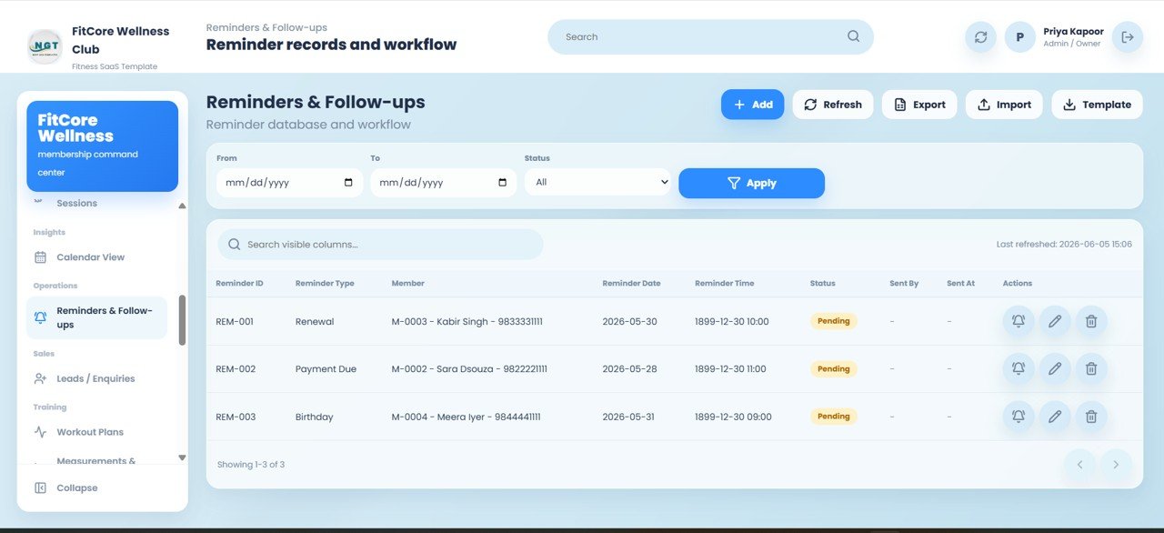 Gym and Fitness Center Membership Management System Web App - Reminders and Follow-ups