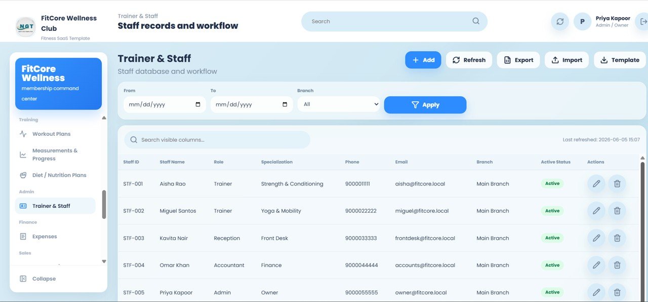 Gym and Fitness Center Membership Management System Web App - Trainer and Staff