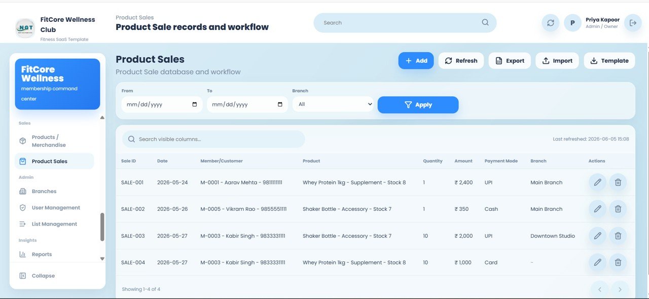 Gym and Fitness Center Membership Management System Web App - Product Sales