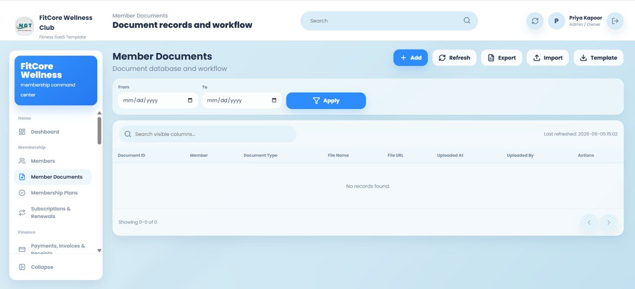 Gym and Fitness Center Membership Management System Web App - Member Documents