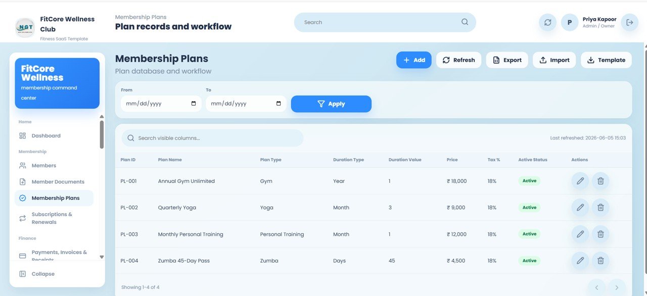 Gym and Fitness Center Membership Management System Web App - Membership Plans
