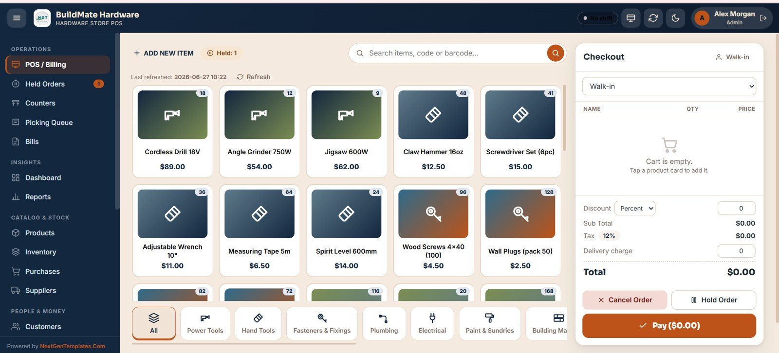 Hardware Store POS Web App - POS billing counter