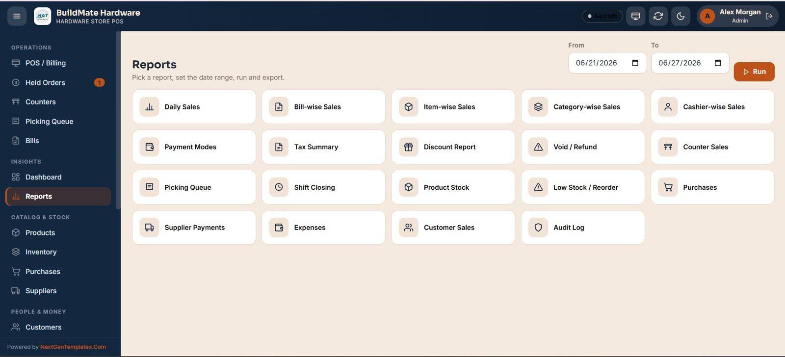 Hardware Store POS Web App - product master