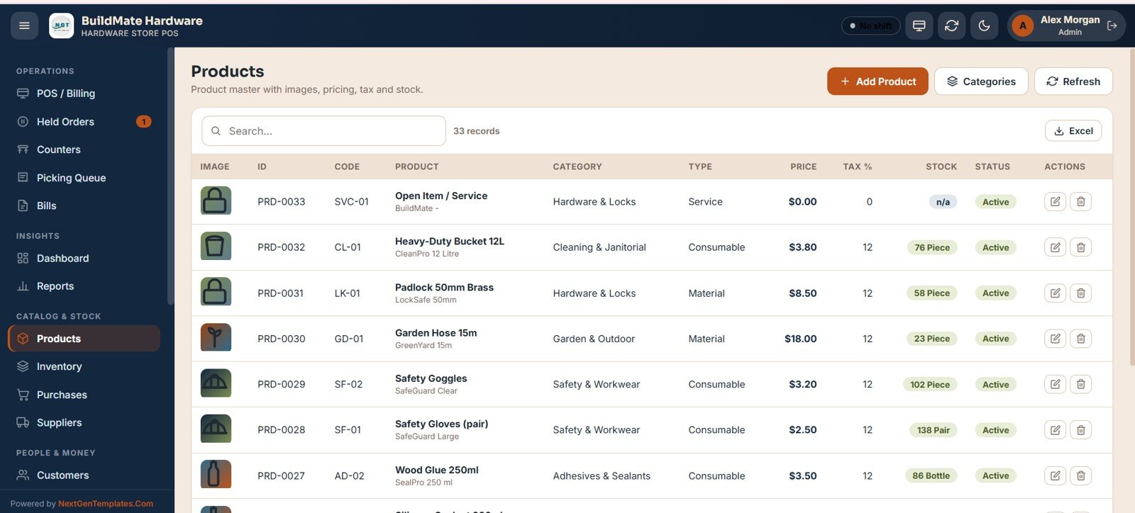 Hardware Store POS Web App - inventory ledger
