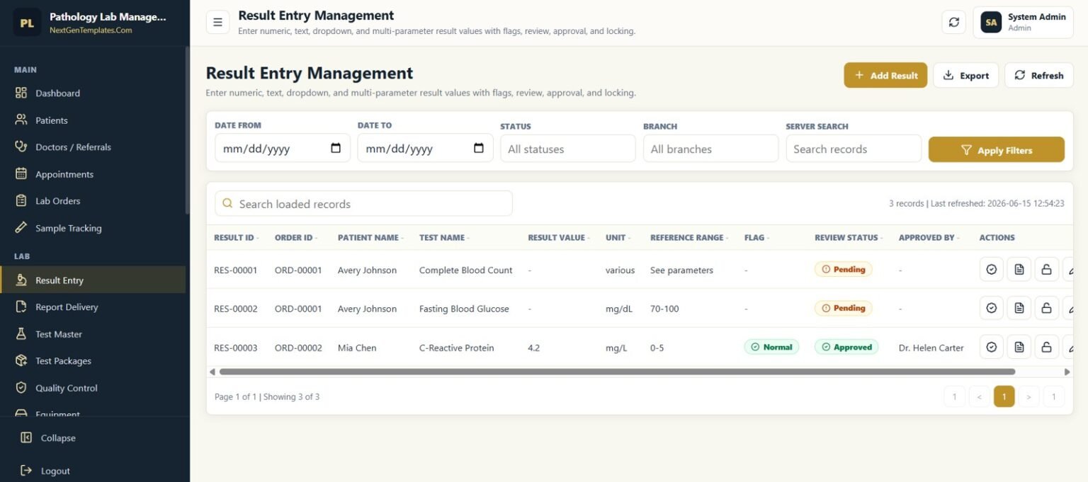 Pathology Lab Management System Web App - Next Gen Templates