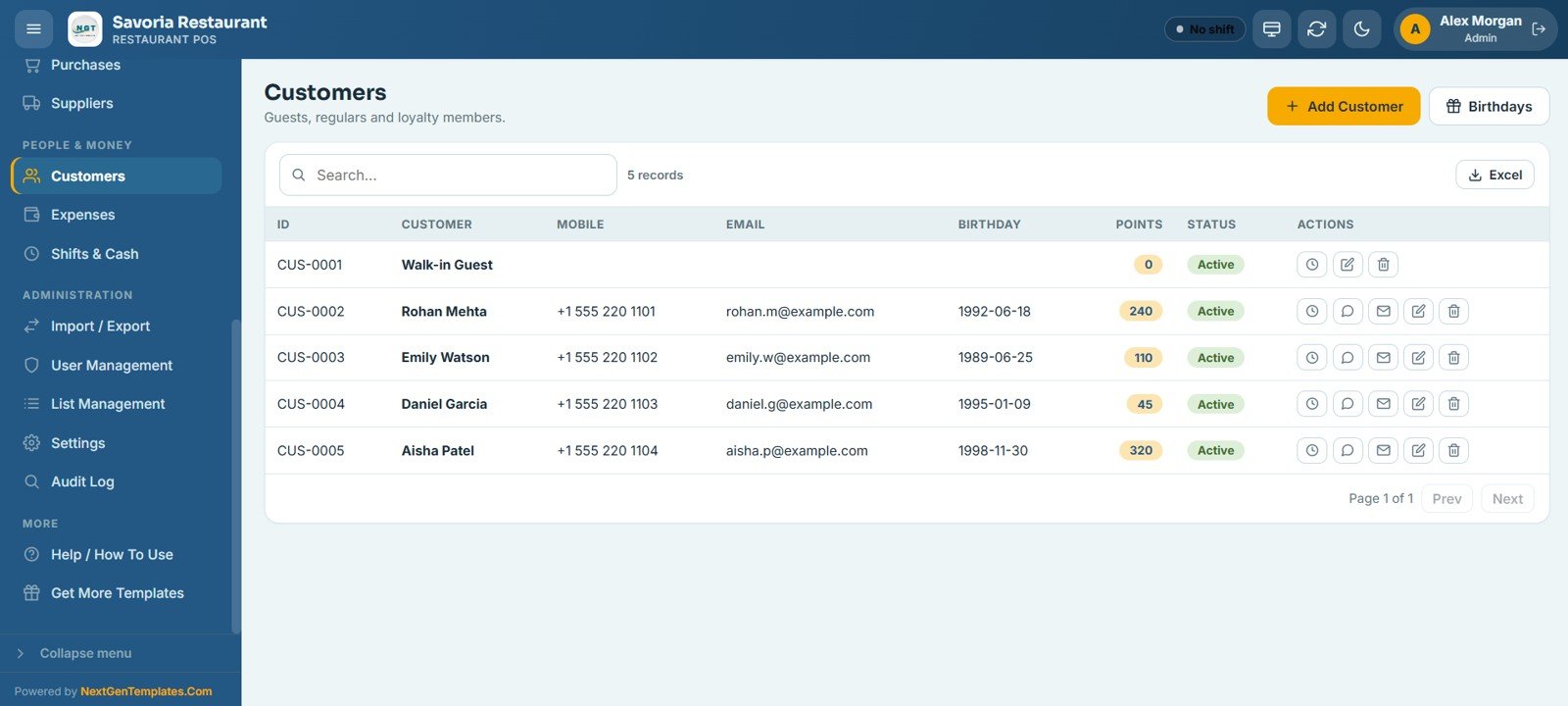 Restaurant POS Web App - Customer Management