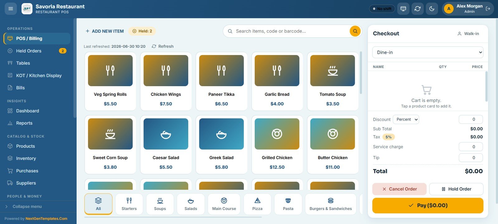 Restaurant POS Web App - POS Billing