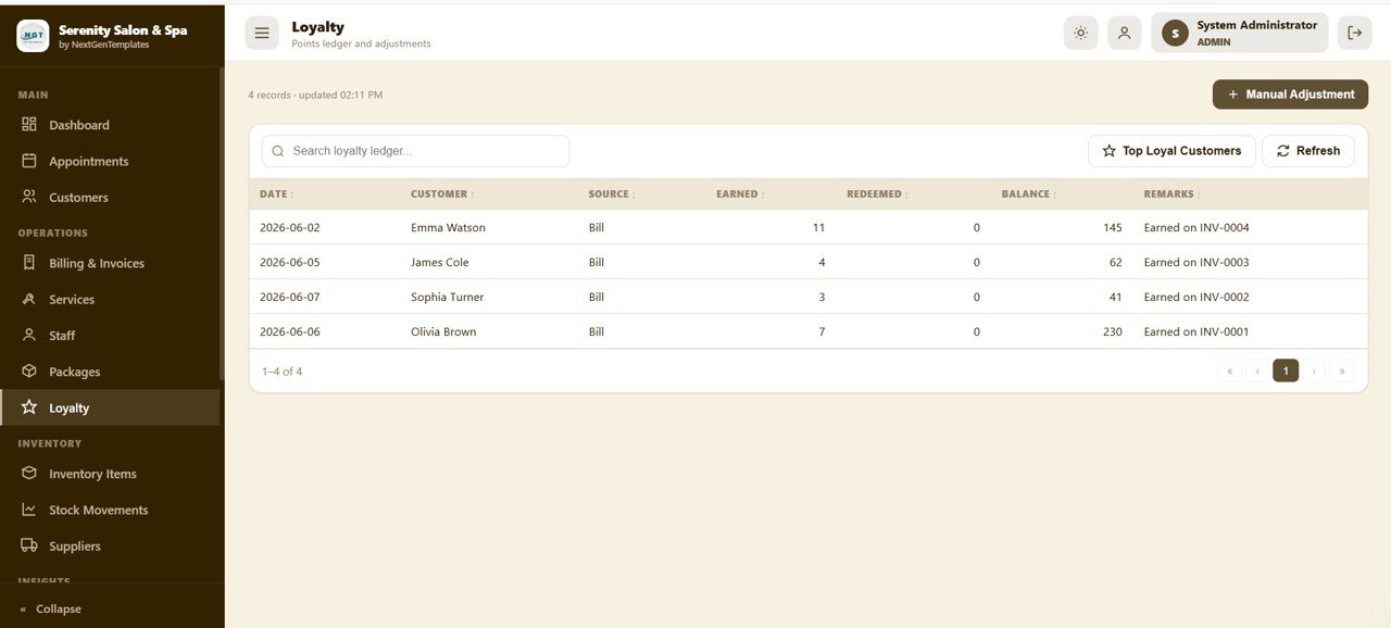 Salon and Spa Management System Web App - Loyalty