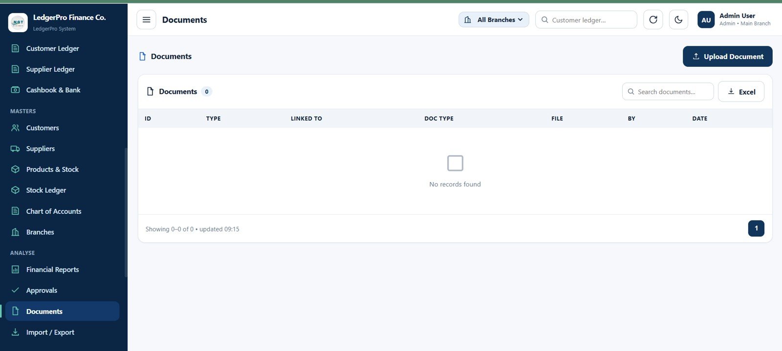 Accounting Ledger Pro documents page