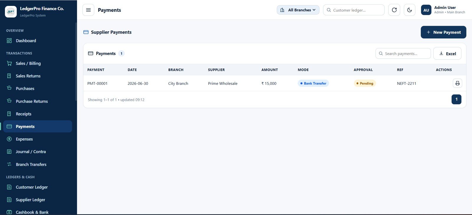 Accounting Ledger Pro payments page