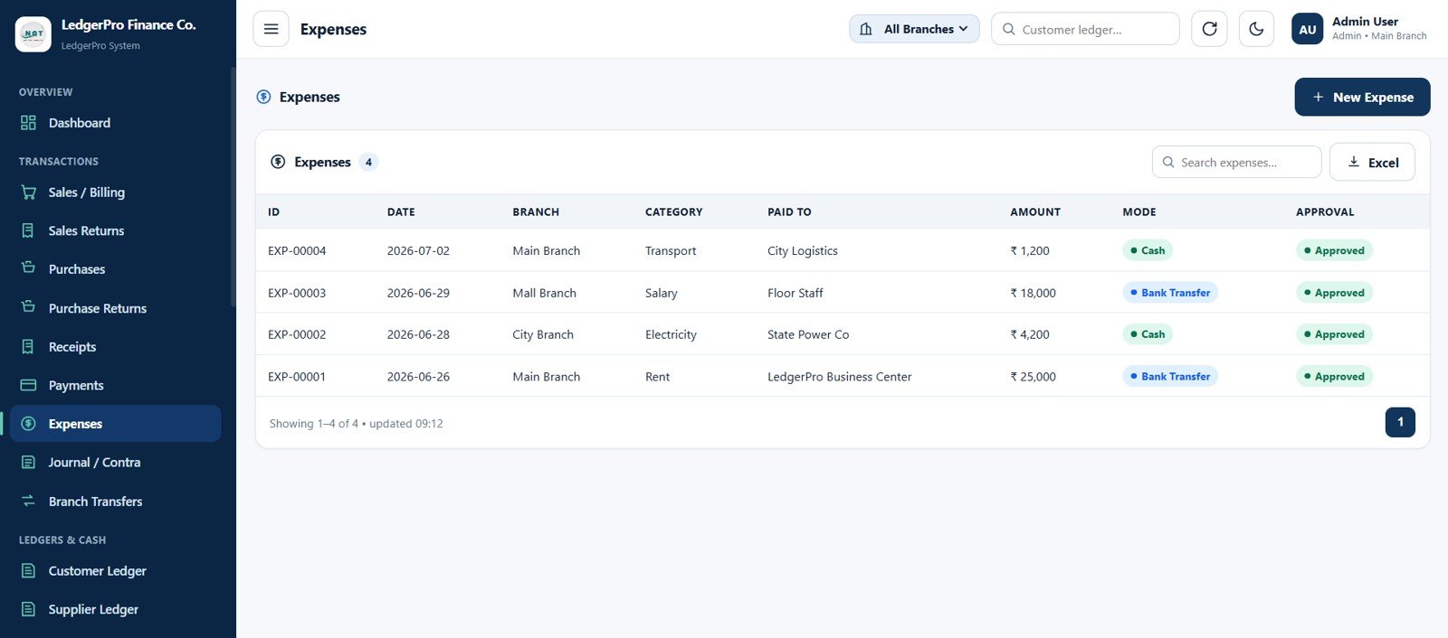 Accounting Ledger Pro expenses page
