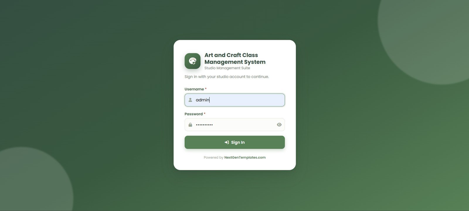 Art and Craft Class Management System Web App