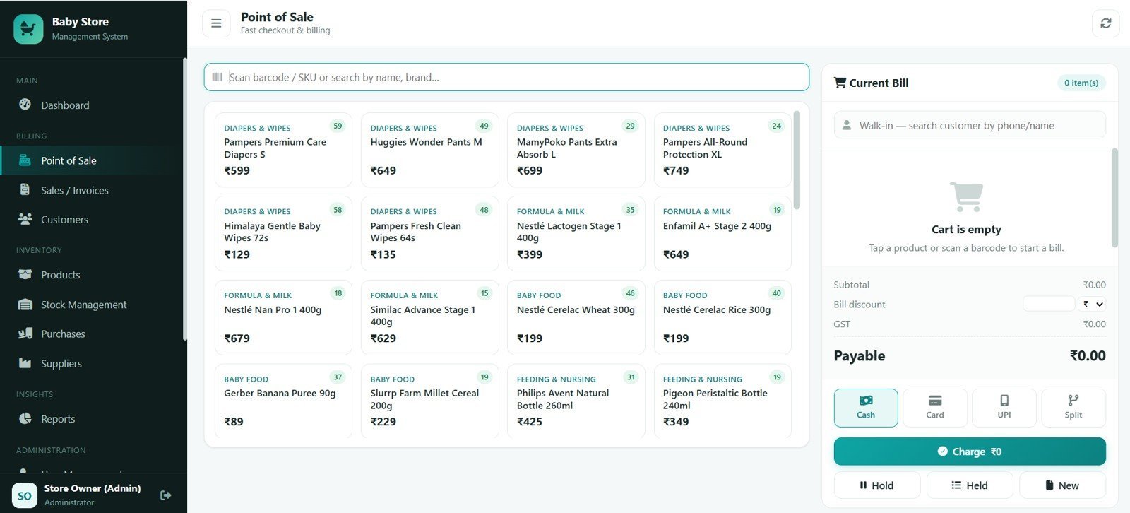 Baby Products Store Management System - Point of Sale