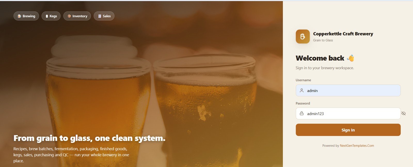 Brewery Management System Web App