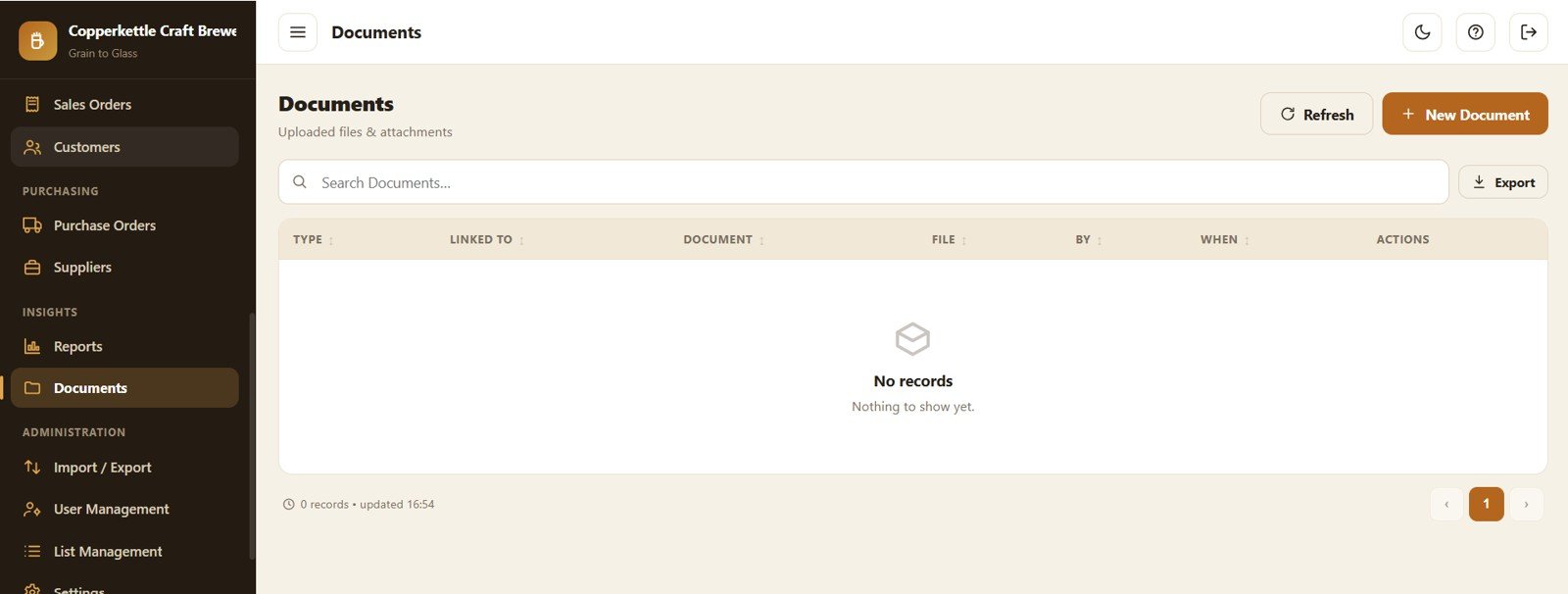 Brewery Management System Web App - Documents