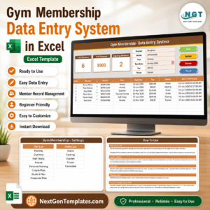 Gym Membership Data Entry System in Excel
