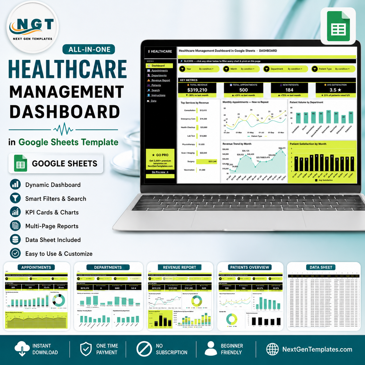 Healthcare Management Dashboard in Google Sheets