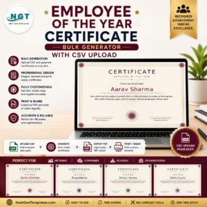 Employee of the Year Certificate — Bulk Generator with CSV Upload