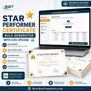 Star Performer Certificate — Bulk Generator with CSV Upload