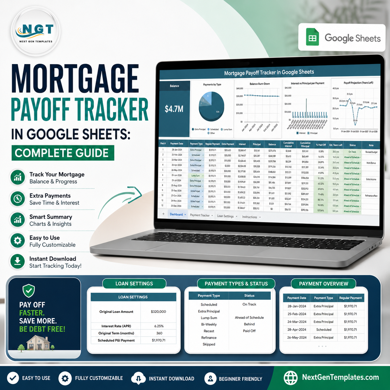 Mortgage Payoff Tracker in Google Sheets