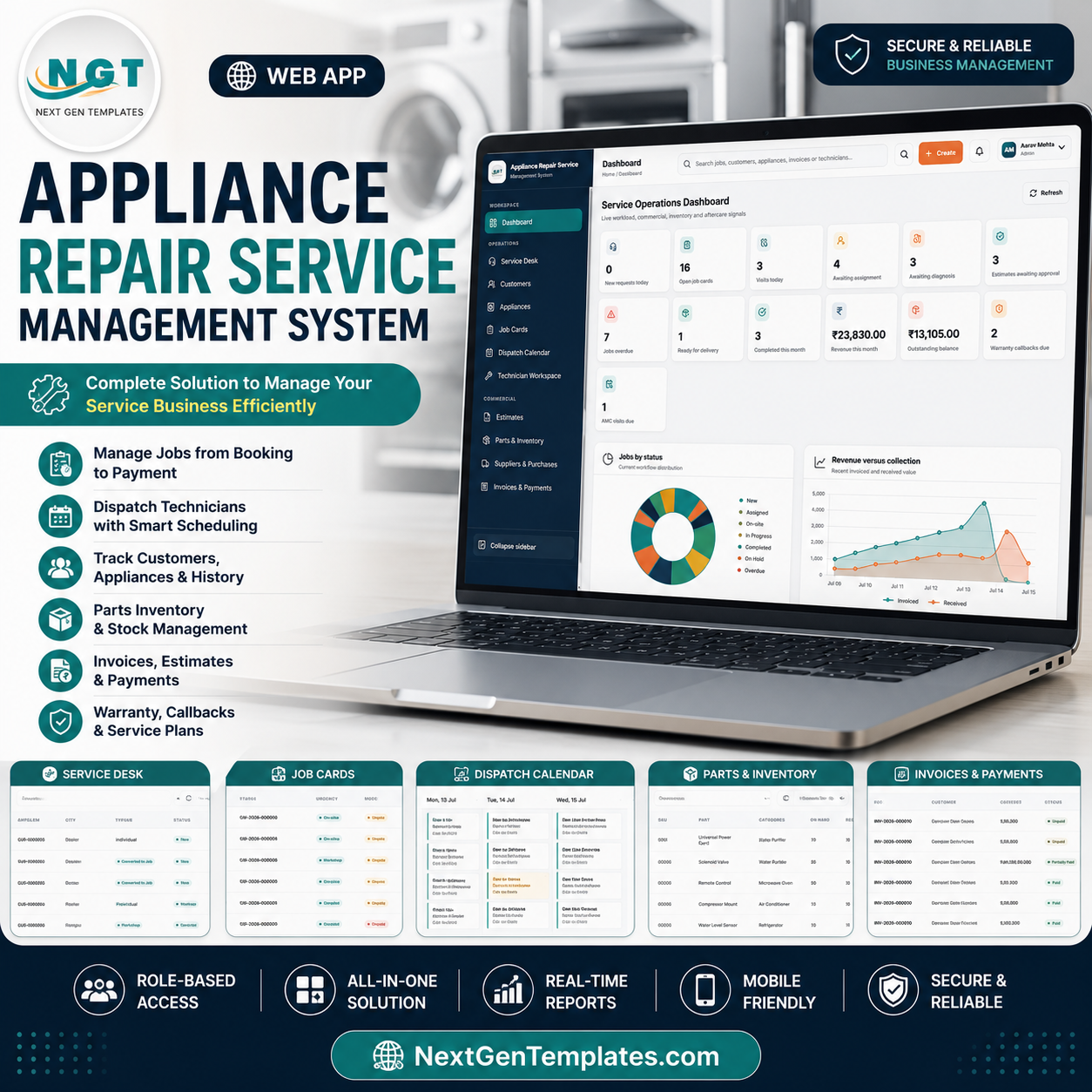 Appliance Repair Service Management System Web App