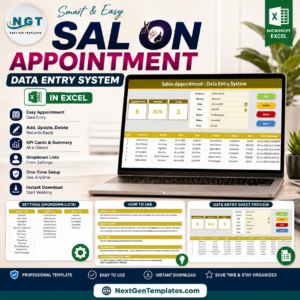 Salon Appointment Data Entry System in Excel
