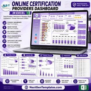 Online Certification Providers Dashboard in Excel