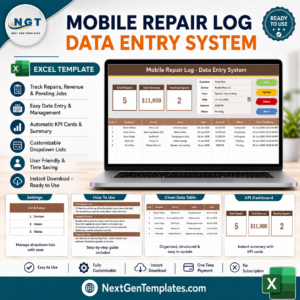 Mobile Repair Log Data Entry System in Excel