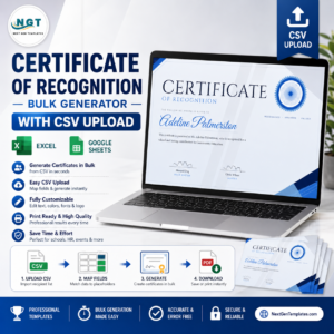 Certificate of Recognition — Bulk Generator with CSV Upload