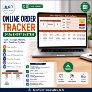 Online Order Tracker Data Entry System in Excel