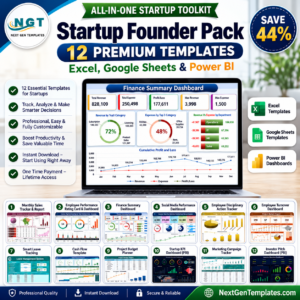 Startup Founder Pack – 12 Premium Templates (Excel + Google Sheets + Power BI)