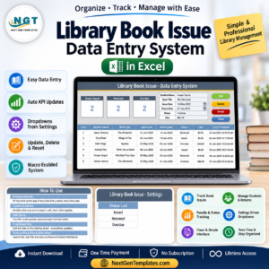 Library Book Issue Data Entry System in Excel