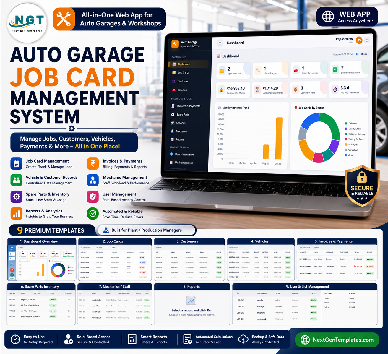 Auto Garage Job Card Management System Web App