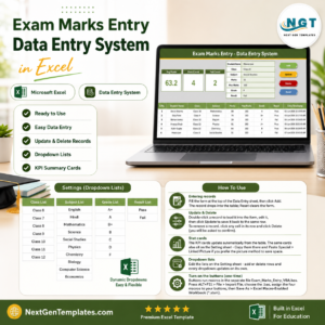 Exam Marks Entry Data Entry System in Excel