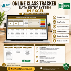 Online Class Tracker Data Entry System in Excel