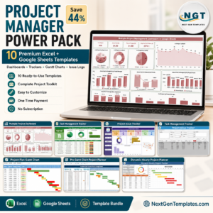 Project Manager Power Pack – 10 Premium Templates (Excel + Google Sheets)