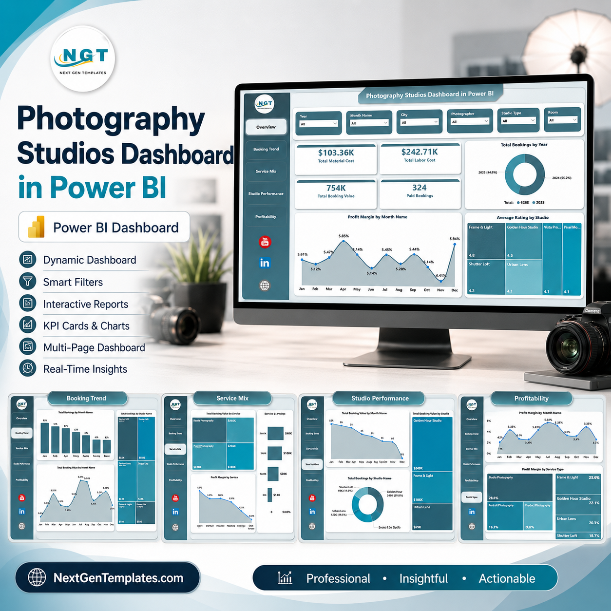 Photography Studios Dashboard in Power BI