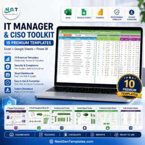 IT Manager & CISO Toolkit – 10 Premium Excel, Google Sheets & Power BI Templates (Save 30%)