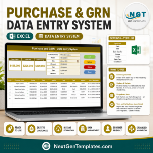 Purchase and GRN Data-Entry System in Excel