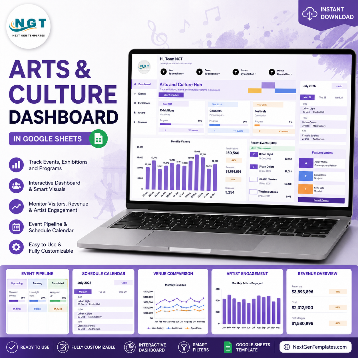 Arts and Culture Dashboard in Google Sheets